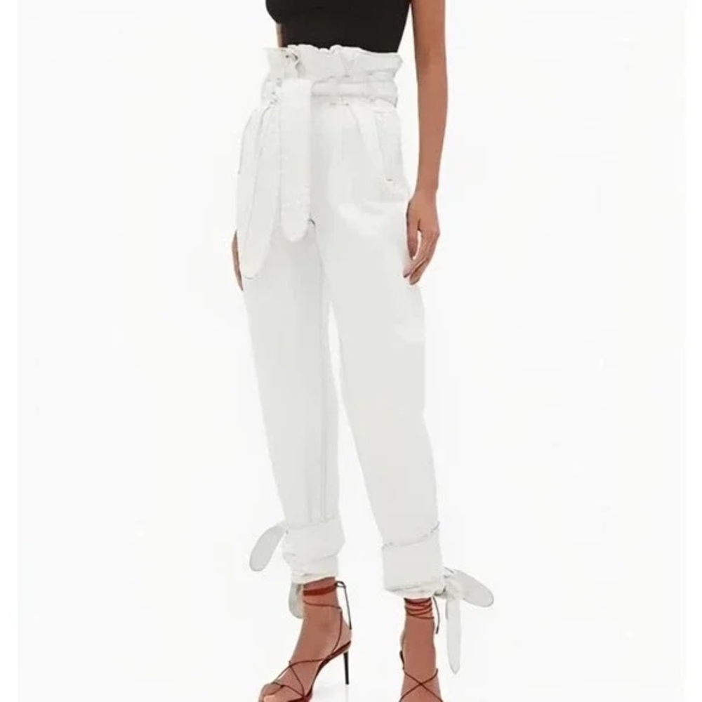 Re/done X The Attico Stylish Cream Paperbag Waist Pants jeans Size 26